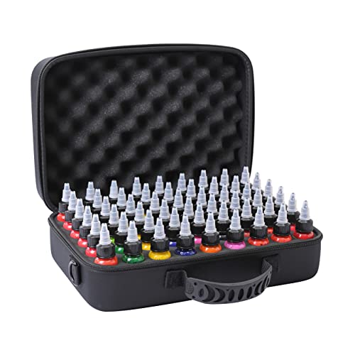 Drawing Ink Travel Case - Holds 54pcs 1oz Drawing Inks, PU Memory Foam Cap Sealer (Case Only)