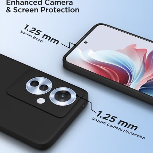 Image of Outlouders Back Cover for Oppo F25 Pro 5G | Camera Protection | Durable Soft Matte Silicone Bumper Case (Black)