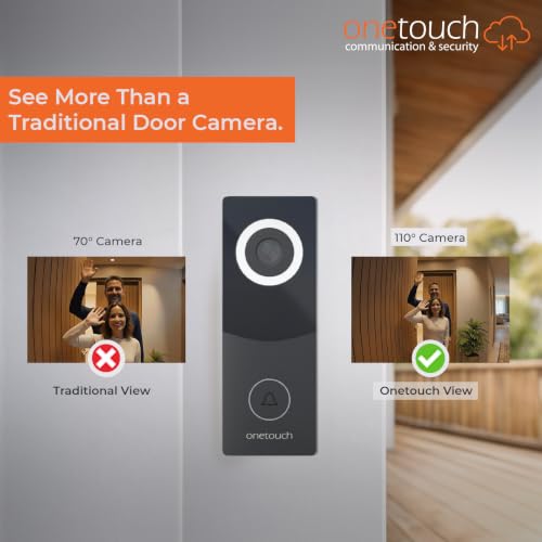 Image of ONETOUCH Analog Video Door Phone | 7-Inch TFT LCD Display | 2MP Camera | 110 Wide Angle | White LED Night Vision | IP65 Outdoor Unit | 4-Wire Intercom System | Door Lock Relay | Black
