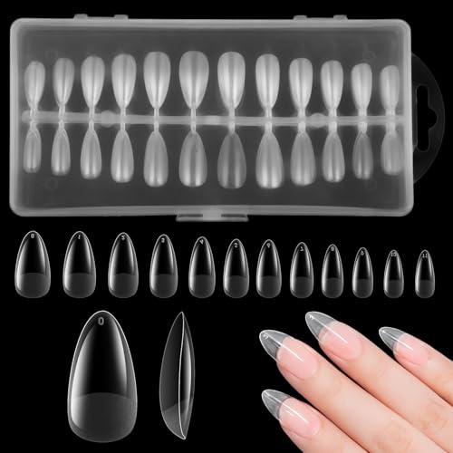 120 Uñas Postizas - Uñas Press On - Tips Uñas, Resina PMMA, Flexibles y Duraderas, Fáciles de Aplicar y Quitar, Ideales para Diseño de Uñas y Manicura Profesional (Tamaño Variado) (Transparente)