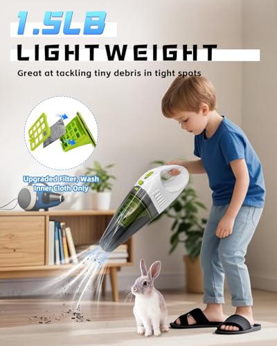 Image of Guinea Pig & Rabbit Vacuum Cleaner Poop: Extended Capacity Cordless Cleaner for Pet Cages - Tackle Daily Messes of Guinea Pig, Bunny, Bird, Reptile & Other Small Animals - White