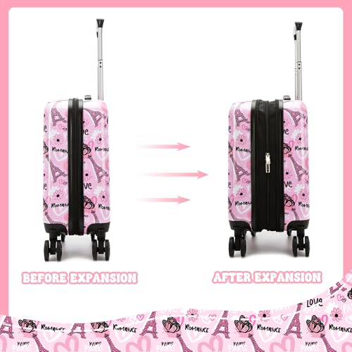 Image of Kid's Luggage Set 16 inch Hardside Luggage with Spinner Wheels 2 Piece Suitcase Set Girls Carry on Toddler Travel Rolling Suitcase with Neck Pillow Airline Approved