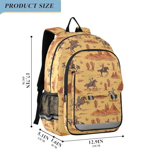 Kids Backpack for Boys Girls Bookbags Elementary Backpack Western Desert Cowboy School Bags Travel Daypack Lightweight Waterproof with Reflective Strip2