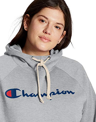 Champion womens Plus Powerblend Hoodie, Script Logo Hooded Sweatshirt, Oxford Gray-y07466, 1X US - image 2