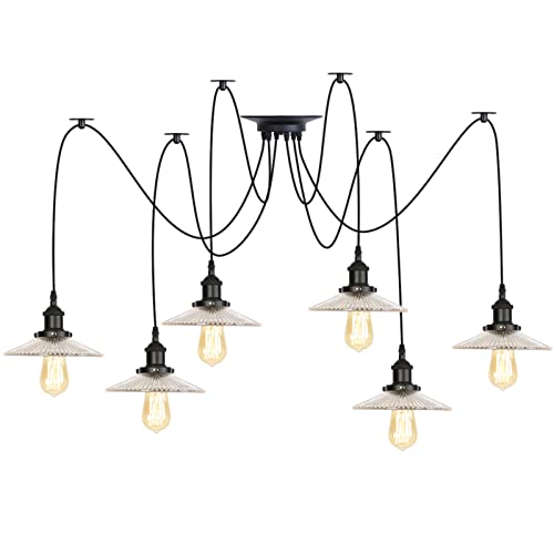 Lustre à abat-jour en verre industriel pour illuminer la salle à manger