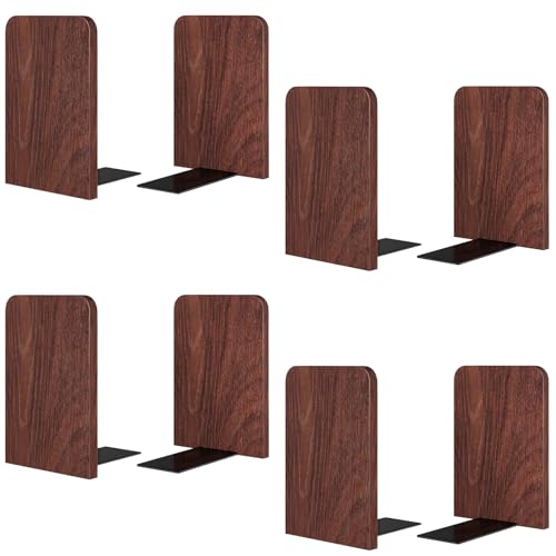 Book Ends 4Pair Wooden Heavy Duty Non Slip Book for Shelf Books & Media