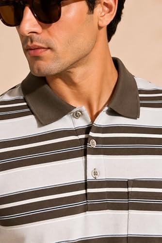 Image of SANE ORIGINALS Polo T-Shirt for Men with Pocket || Striped Polo for Men