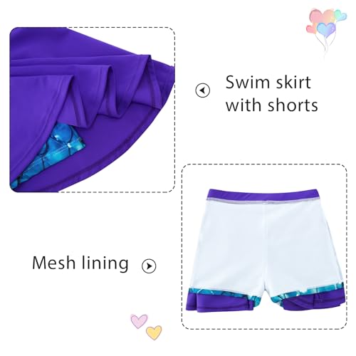 Image of Girls Tankini Swimsuit Mermaid Bathing Suits Criss-Cross Strap Adjustable Summer Beach Two Piece Swimwear Size 4-12