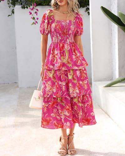 Image of BTFBM Womens Floral Smocked Summer Maxi Dresses