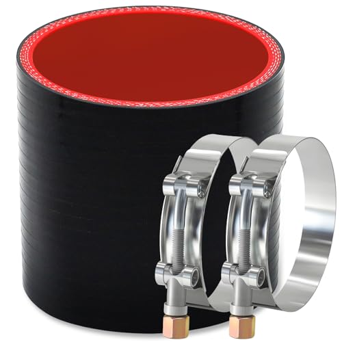 Tyeioms Straight ID 3 Silicone Hose Coupler Reinforced 4-layer Wall 5MM with 2PCS T-bolt Clamps for Cold Air Intake Turbo Intercooler