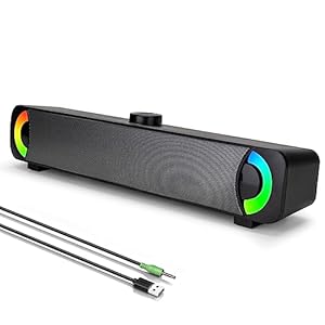 HPYLIF·H PC Speakers, 3D Surround Stereo Computer Speakers for Desktop Monitor, RGB Sound Bar with 3.5mm AUX jack and USB Interface, Gaming Computer Speakers for Desktop, Laptop