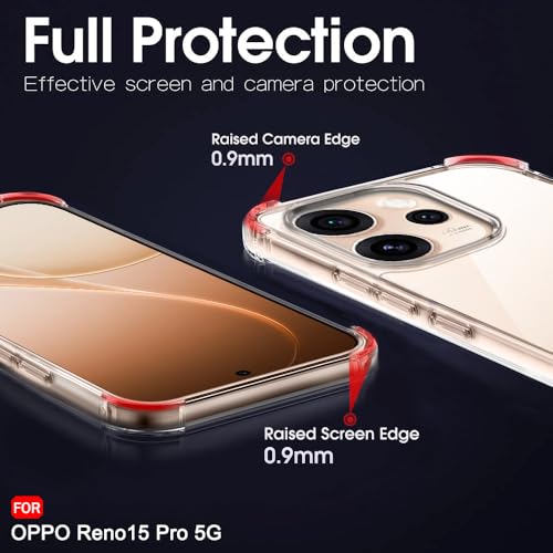 Image of TheGiftKart Crystal Clear Back Cover Case for Oppo Reno 15 Pro 5G | 360 Degree Protection | Shock Proof Design | Transparent Back Cover Case for Oppo Reno15 Pro 5G (PC & TPU, Transparent Bumper)