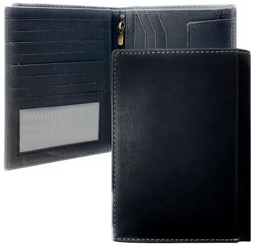 Portefeuille de voyage Black Hunter S en cuir noir avec blocage RFID