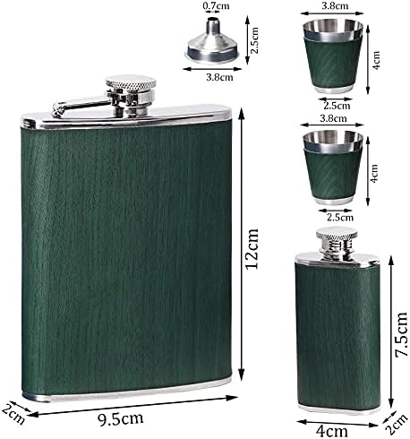 Hip Flask Set Stainless Steel Flask of Gifts for Men 260ML Bar Party Camping Barbecue Portable Pocket Flask Green