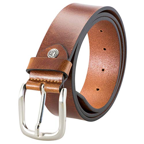 LINDENMANN Gürtel Herren Vollledergürtel aus Büffelleder, 40 mm breit und 4 mm stark, kürzbar, Gürtel, Ledergürtel, Jeans-Gürtel XXL, cognac, Größe/Size:95, Farbe/Color:braun Cover