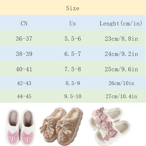 Bow Slippers, Womens Plush Fluffy Winter Warm Fur Lined slippers, Slip On House Slippers2