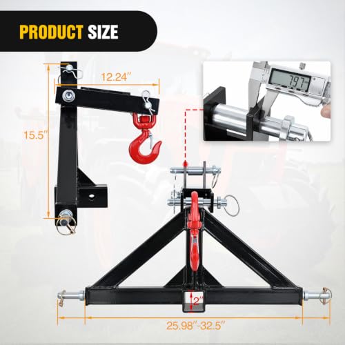 Image of Nilight 3 Point Trailer Hitch 2 inch Receiver Quick Adapter with Towing Hook