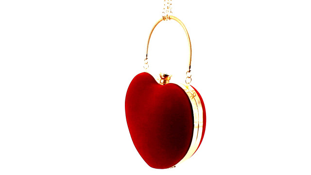 Bolso de mano de mujer en forma de corazón mini clutch con cadena miniatura 7