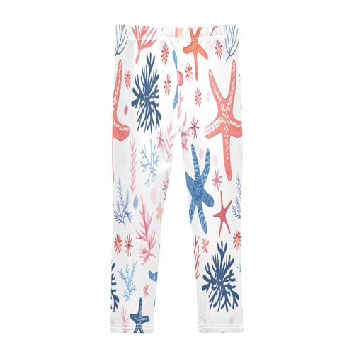 Bolaz Toddler Girls Leggings Printed Yoga Pants Leggings Blue Pink Starfish for Kids2