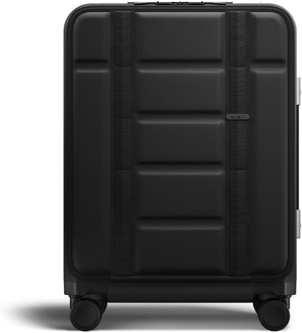 Db Journey D_b_ Ramverk Pro Front Access Carry-On 21 Inch Hardside Luggage Extra Protection Aluminum Frame, Silent 360 Spinner Wheels, TSA Lock, Interior Laptop Compartment - Silver Frame/Black
