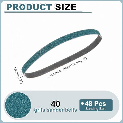 HARFINGTON 1/2 x 24 Inch Sanding Belts, 48 Pcs 40 Grit Zirconia Abrasive Belt Sander File Belt for Woodworking, Metal Polishing, Knife Sharpener by HARFINGTON - Image 2