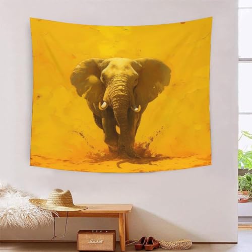 Tapisserie murale effet 3D éléphant en tissu pour salon et chambre 180x230cm