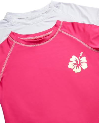Image of Real Love Toddler Girls Rash Guard - 2 Pack Quick Dry Sun Protection Swim Shirt Girls Short Sleeve Rash Guard Kids (2T-16)