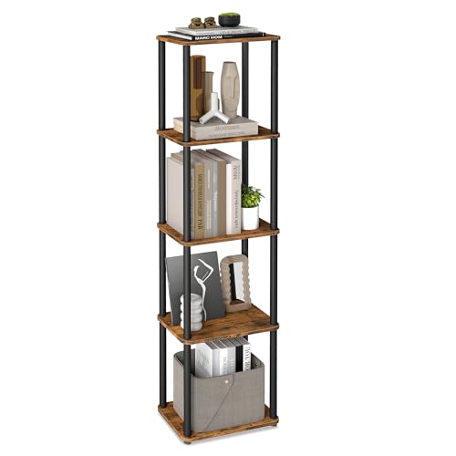 VASAGLE Bibliothèque, Étagère à 5 Niveaux, Assemblage Ultra-Rapide sans Outils, Étagère de Rangement, 23,8 x 38 x 139 cm, pour Salon, Chambre, Cuisine,...