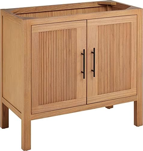 Signature Hardware 481854 Ayanna 36" Single Vanity Cabinet Only with Mindi Wood Cabinet - Less Vanity Top - Natural Mindi