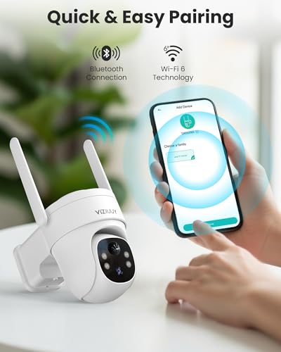 Image of VIZIUUY Solar Security Cameras Wireless Outdoor, 3MP Pan Tilt 360WiFi Camera with Color Night Vision /PIR Sensor /2-Way Audio /Alexa /Google Assistant