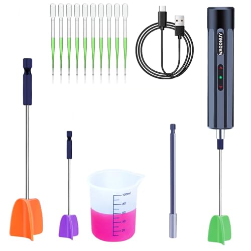 Rechargeable Epoxy Resin Mixer USB Handheld Electric Resin Mixer for Mixing Epoxy Without Bubbles Resin Stirrer for Tumblers Epoxy Resin Molds Glazes and Paint (Grey) (White)