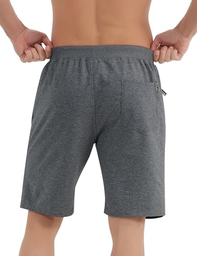 ozkzdp Men's Gym Shorts with Zip Pockets Summer Casual Sports Shorts Elasticated Waist Jogger Shorts Dark Grey L - Image 5