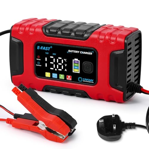 HAUSPROFI 10A Car Battery Charger 12V/24V with LCD