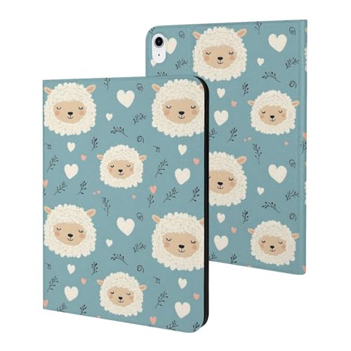 Housse iPad 11" 2025 et 10.9" 10e gén motif mouton blanc avec support