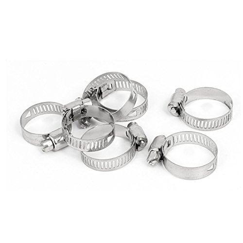 Aexit Pipe Fitting Clamps Adjustable Worm Gear Hose Clamps Clip Silver Tone Strap Clamps 16-25mm 7pcs