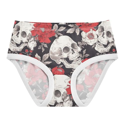 Wusikd Flowers Skulls Girls' Underwear Cotton Girls Briefs Soft Toddler Underwear 2T