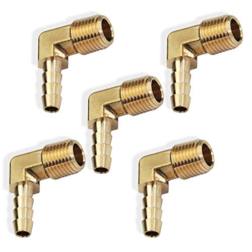 Boeray AM-129 4B-5 5Pcs 90 Degree Elbow Brass Hose Barb Fitting -1/4 Inch Barb To 1/4 Inch Male Npt Adapter thumb #4