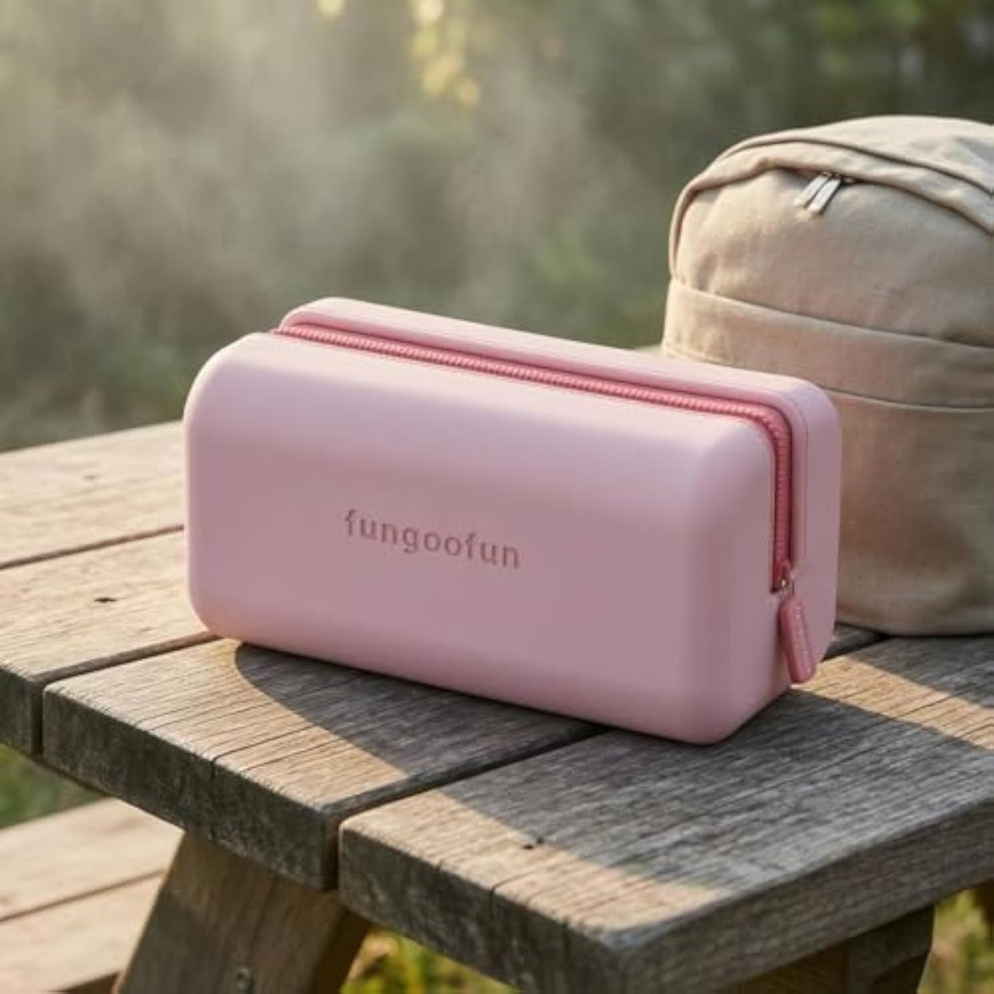 Structured Cosmetic Bag Portable Zipper Makeup Bag, Pink