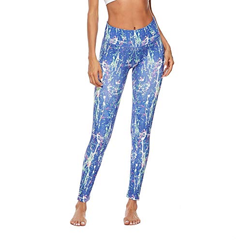 Boutique sale Spring and Summer Thin Section Yoga Pants Sports Hip Breathable Leggings Women's New Women's Pattern Printing Leggings Hip Sports Yoga Pants Women Blue