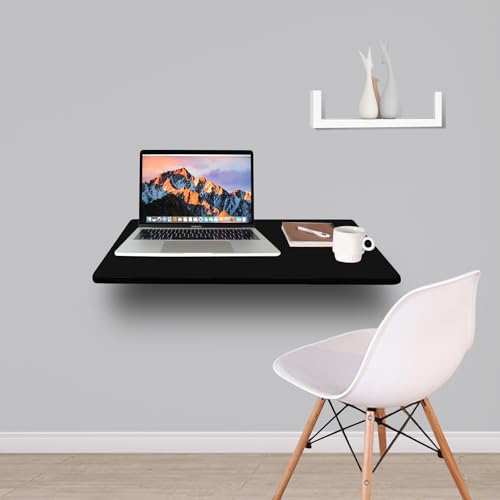 Image of wow craft Engineered Wood Wall Mounted Multipurpose Foldable Table | Study Table, Computer Desk, Work Desk | Black, 24x16 Inch | DIY
