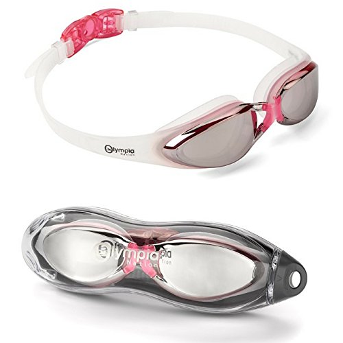 Olympia Nation Pro Swim Goggles - Pink with Mirrored Lenses