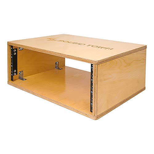 Image of Sound Town DIY 4U Studio Rack with Baltic Birch Plywood, Golden Oak, Assembly Required (SDRK-Y4)