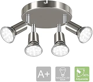 LANGREE Round 4-Light Track Lighting Fixtures, 4 Way Ceiling Spotlight, ø180mm