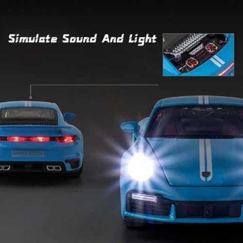 Image of WORSHIPER 1:32 Porsche 911 Carrera Diecast Model Car Die-cast Metal Toy car Cars Pullback for Kids Best Gifts Vehicle Toys Sound and Light Pull Back (Multi Color)