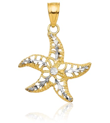IceCarats 10K Solid Yellow Gold Starfish Necklace Chain Pendant Charm3