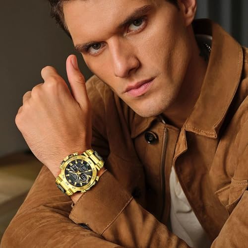 Image of LIGE Quartz Watch for Men Waterproof Big Dial Analog Digital Sport Multifunction LED Backlight Fashion Wristwatches Stopwatch Calendar Men