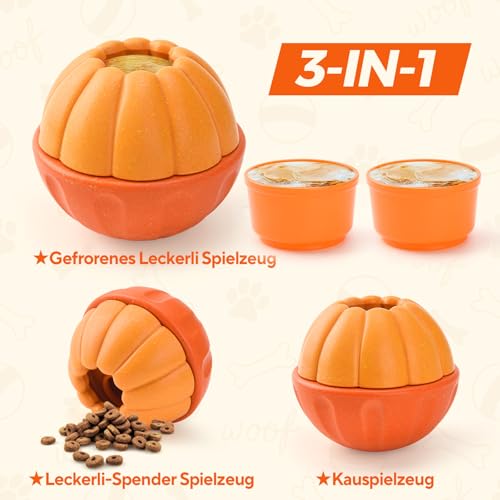 LIFLIX 3-in-1 Gefrorene Schleckball für Hunde, Stabiles Hundespielzeug Leckerli für Kleine, Mittlere & Große Hunde, Intelligenzspielzeug zur Beschäftigung gegen Langeweile