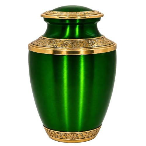 CLEENTABLE Cremation Urn for Human Ashes, Green & Gold