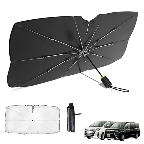 トヨタ ノア ヴォクシー 80系 2014年〜2021年 車用傘型折りたた式サンシェード 10本骨 バックミラー開き口 車フロントサンシェード UVカット 遮光 遮熱 日除け 紫外線遮蔽 内装劣化防止 サンシェード 車中泊 仮眠 露天駐車 プライバシー保護
