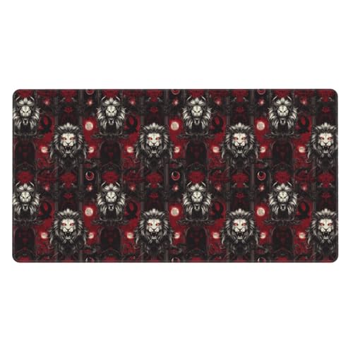 Tapis de souris de jeu grand format lion gothique pour clavier PC et ordinateur portable